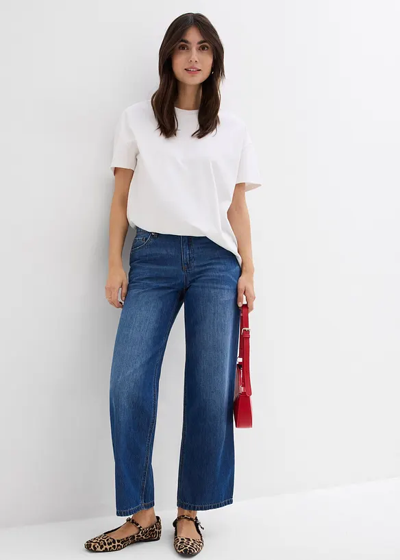 Loose Straight Jeans Mid Waist, cropped, bonprix