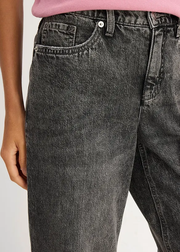 Loose Straight Jeans Mid Waist, cropped, bonprix