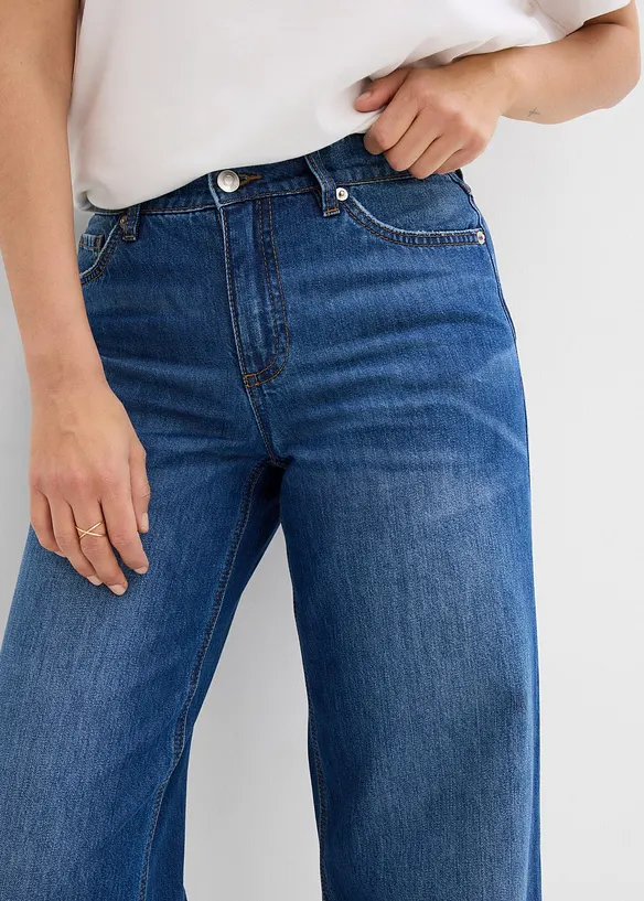 Loose Straight Jeans Mid Waist, cropped, bonprix