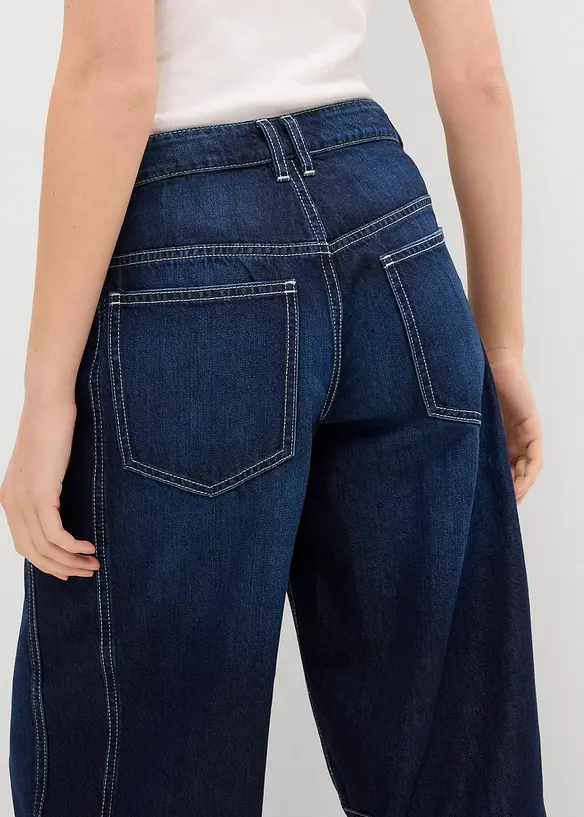 Jeans med medelh&ouml;g midja och kortare ben, Super Soft, bonprix