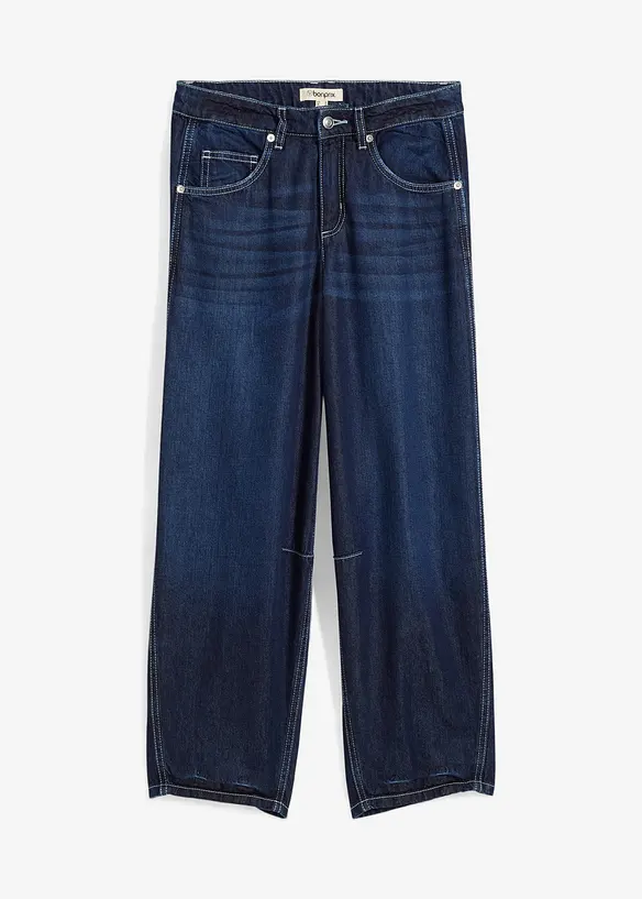 Jeans med medelh&ouml;g midja och kortare ben, Super Soft, bonprix