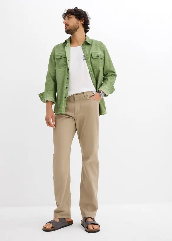 Byxa i twill av bomull, Regular Fit, Straight, bonprix