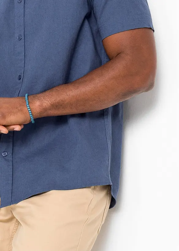 Kort&auml;rmad skjorta i luftig linnemix, bonprix