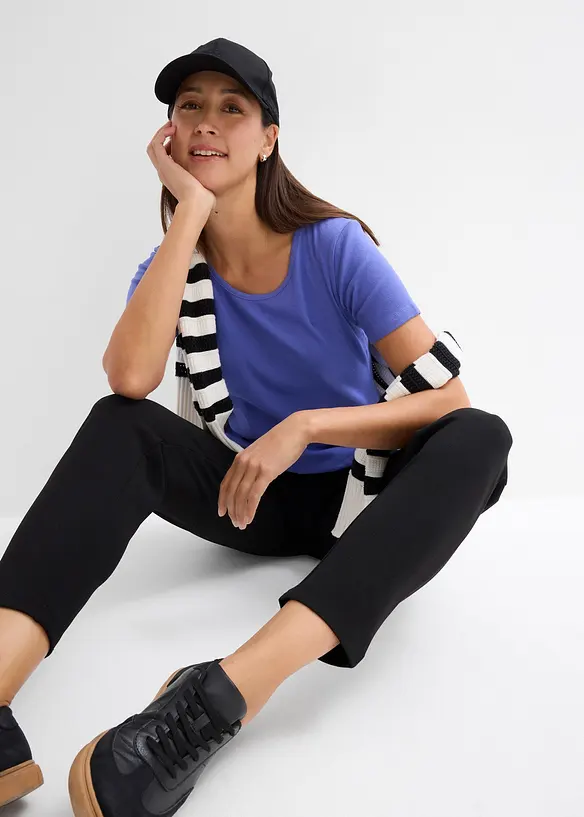 Ribbstickad topp med ekologisk bomull (2-pack), bonprix