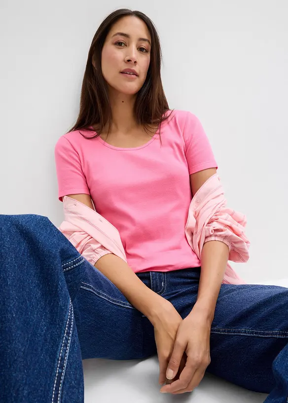 Ribbstickad topp med ekologisk bomull (2-pack), bonprix