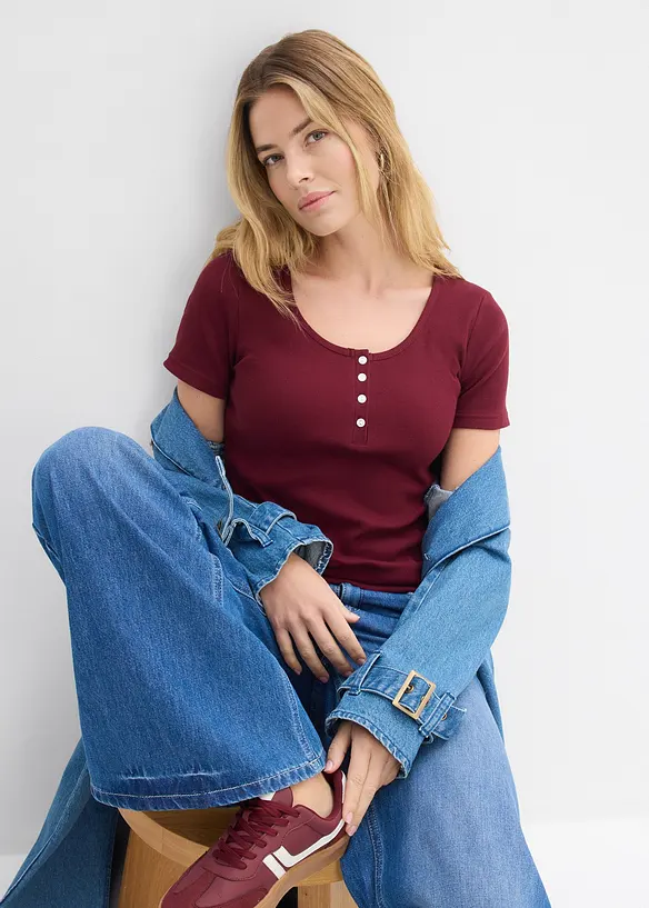 Kort&auml;rmad farfarstr&ouml;ja i ekologisk bomull, bonprix