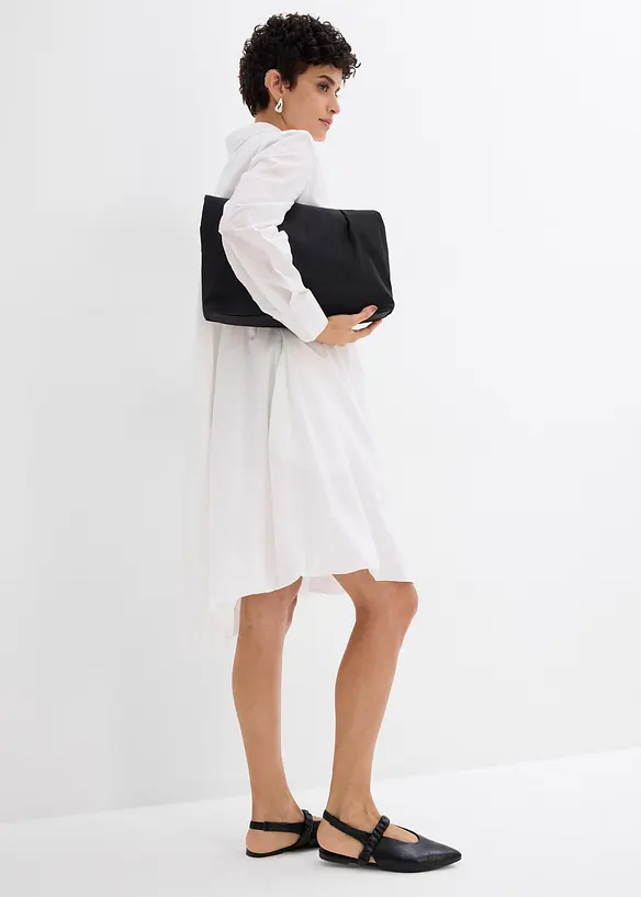 Skjortkl&auml;nning av ren bomull med ballongavslut, bonprix