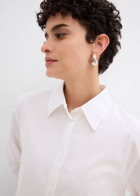 Skjortkl&auml;nning av ren bomull med ballongavslut, bonprix