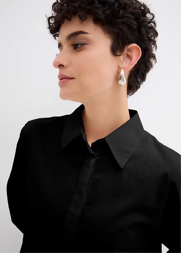 Skjortkl&auml;nning av ren bomull med ballongavslut, bonprix