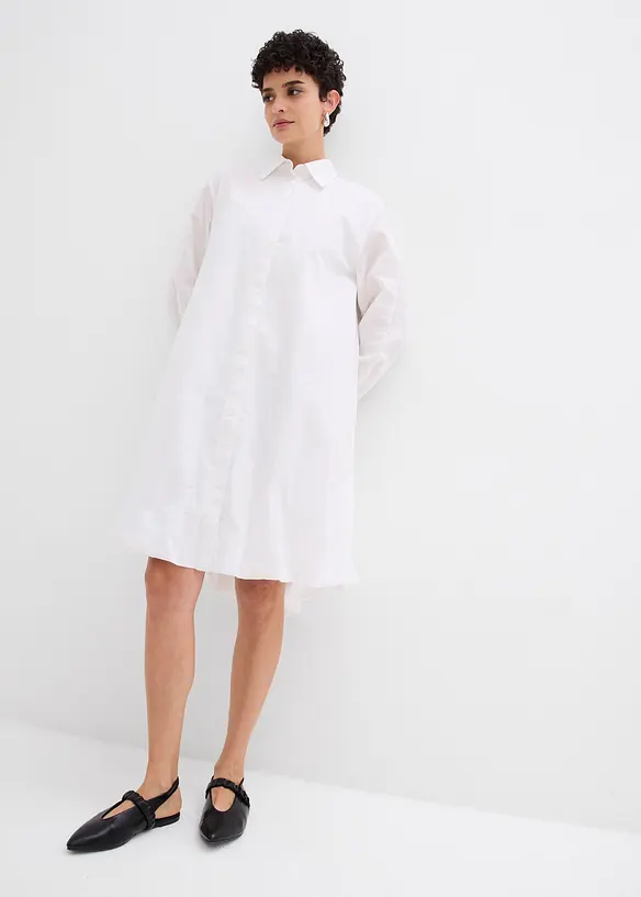Skjortkl&auml;nning av ren bomull med ballongavslut, bonprix