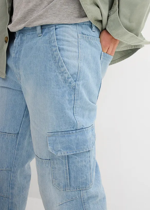 Regular Fit Stretch 3/4-Jeans med cargofickor, Straight, bonprix