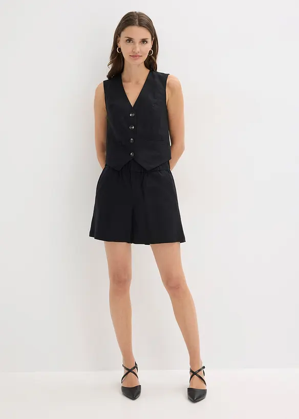 V&auml;st och shorts i linneblandning, bonprix