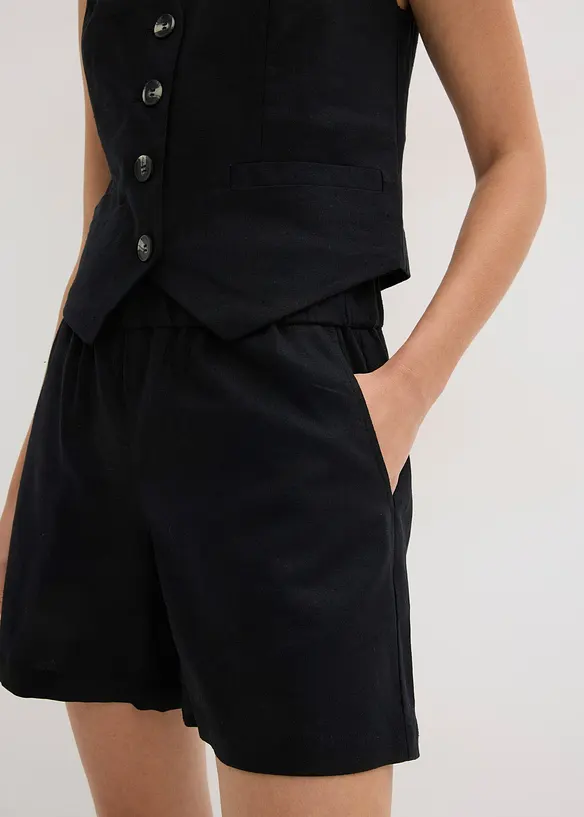 V&auml;st och shorts i linneblandning, bonprix