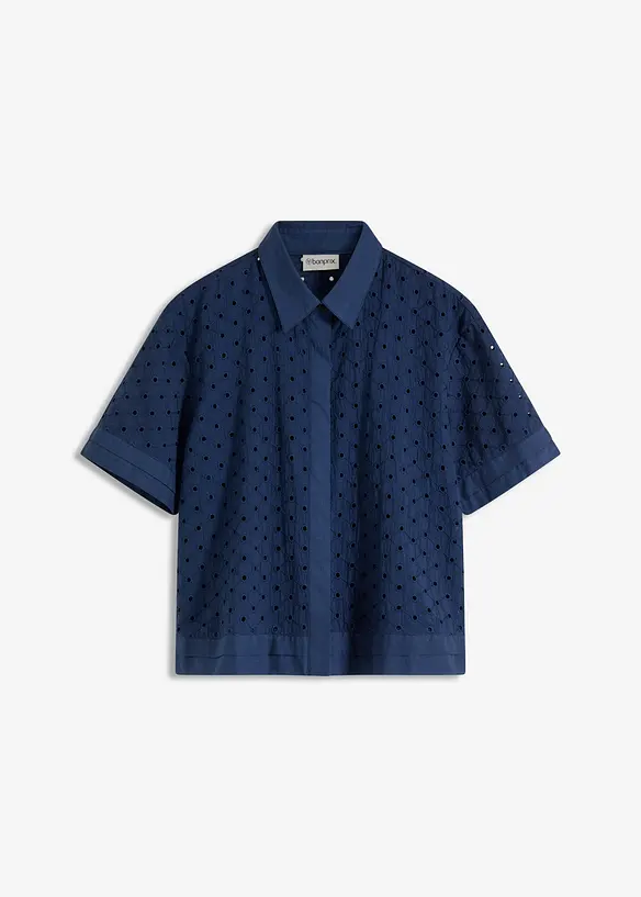 Blus med h&aring;lbroderi, bonprix