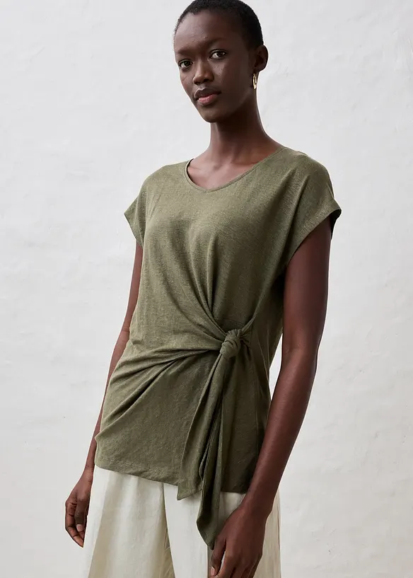 Topp i omlottmodell av rent linne, bonprix