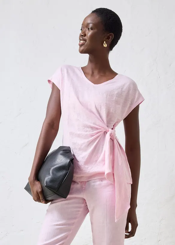 Topp i omlottmodell av rent linne, bonprix