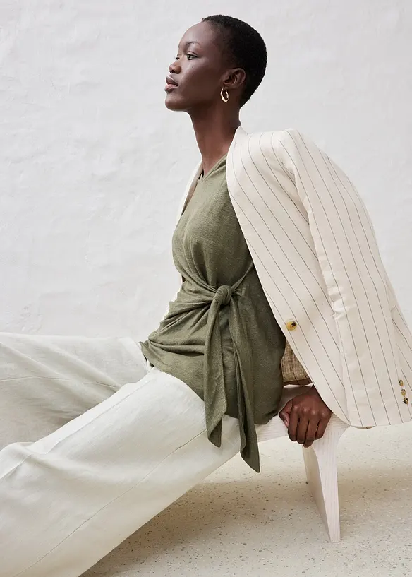 Topp i omlottmodell av rent linne, bonprix