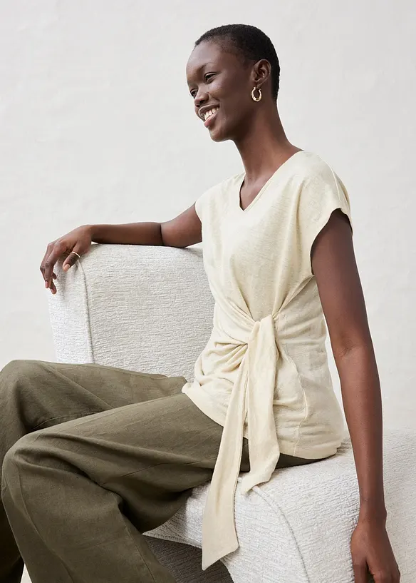 Topp i omlottmodell av rent linne, bonprix