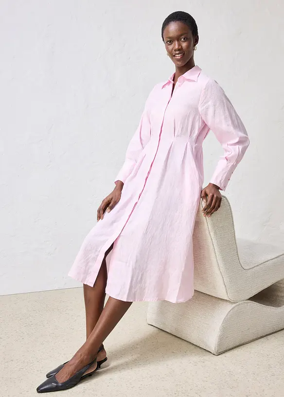 Skjortkl&auml;nning i rent linne, bonprix