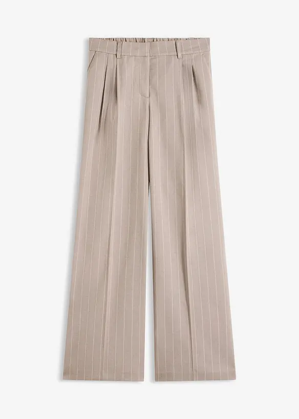 Kritstrecksrandig byxa med vida ben, bonprix