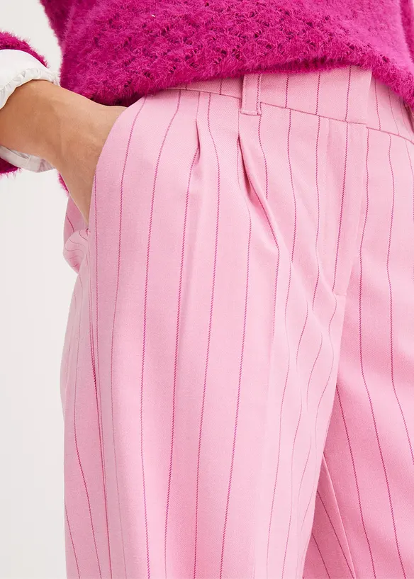 Kritstrecksrandig byxa med vida ben, bonprix