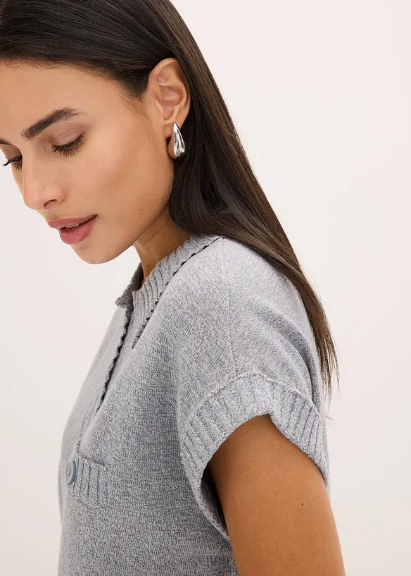 Tr&ouml;ja i bomullsmix med tenniskrage, bonprix