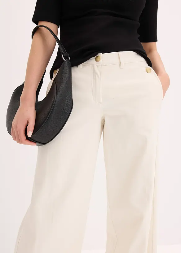 Stretchbyxa med vida ben, bonprix