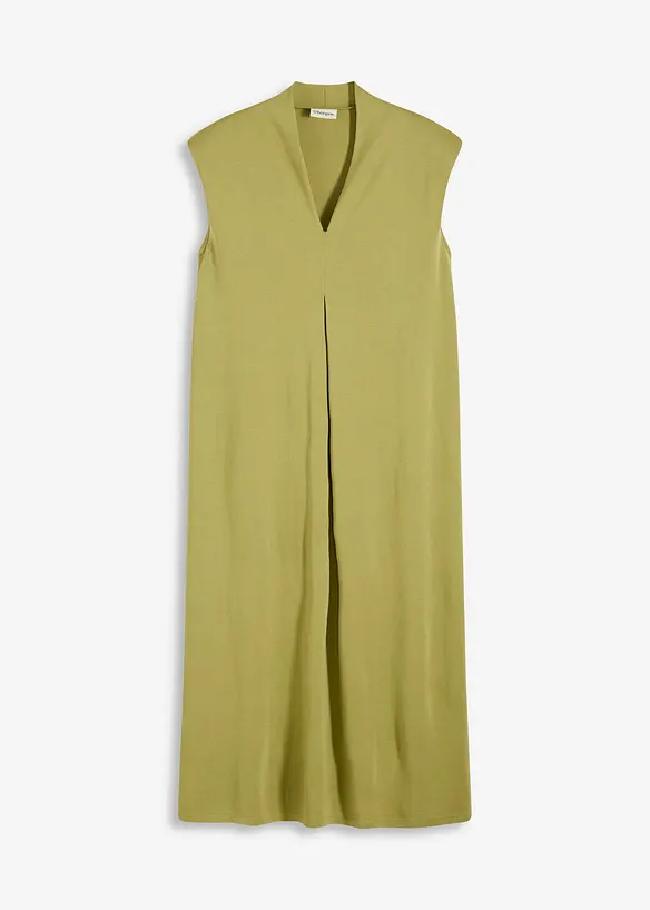 Jerseykl&auml;nning med axelvaddar i viskospik&eacute;, bonprix