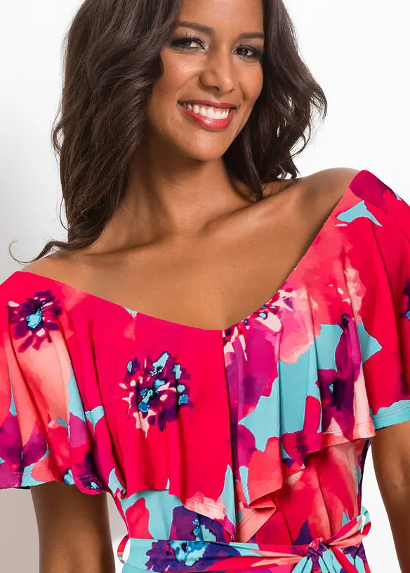 Kl&auml;nning med volang och sk&auml;rp, bonprix