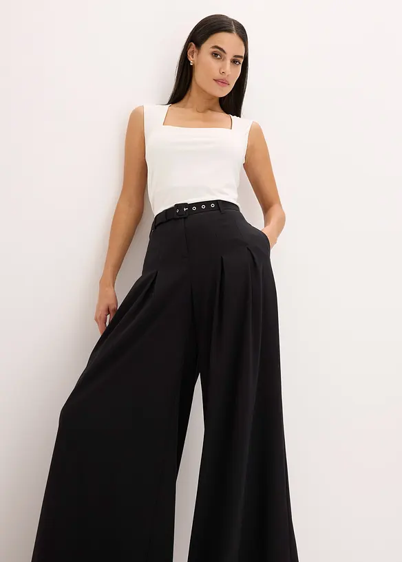 Byxa med gubbveck och sk&auml;rp (2 delar), bonprix