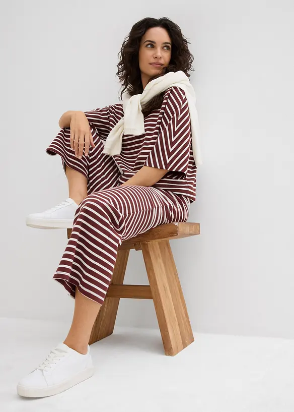 Jerseybyxa av bomullsmaterial med struktur, bonprix