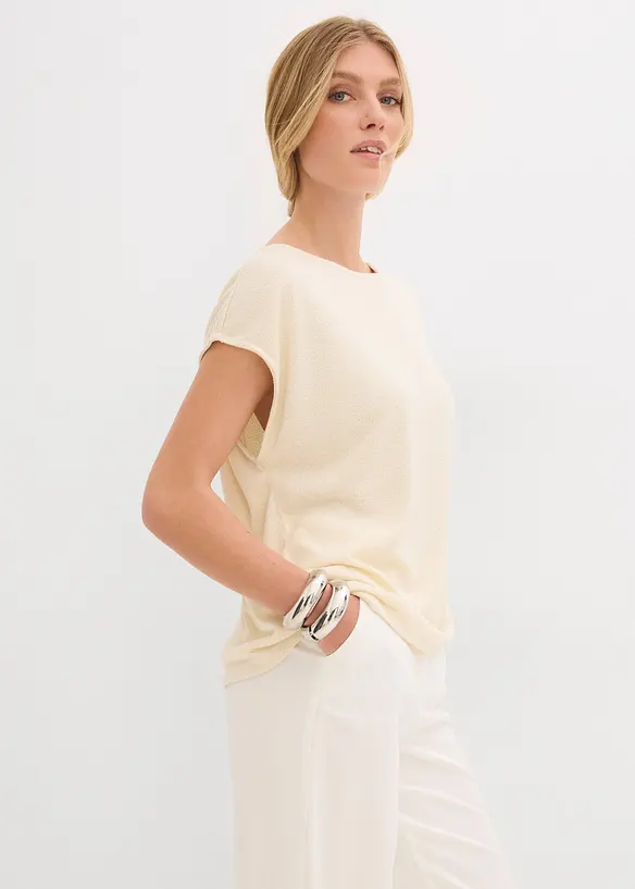 Oversizetopp med stickad look, bonprix