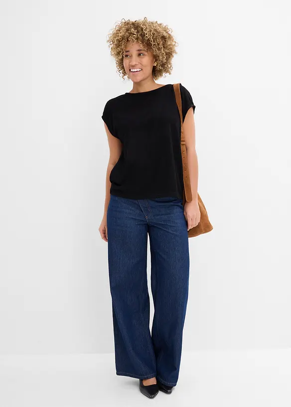 Oversizetopp med stickad look, bonprix