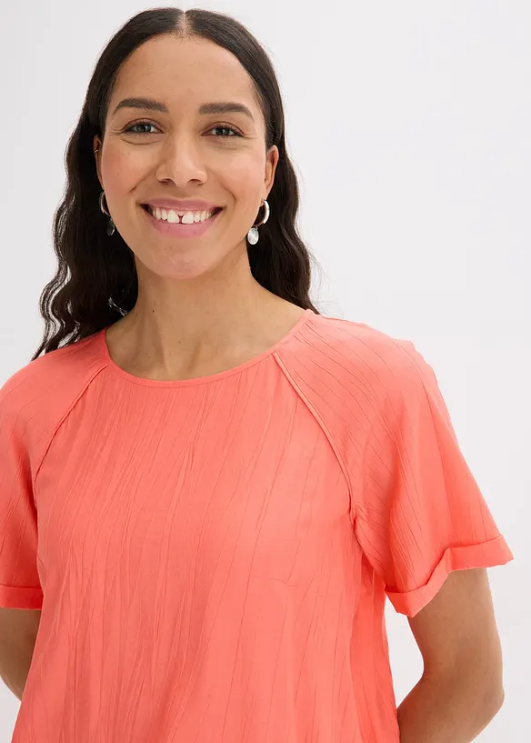 Kort&auml;rmad blus av mjuk viskosmix, bonprix