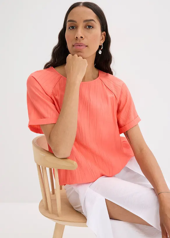 Kort&auml;rmad blus av mjuk viskosmix, bonprix