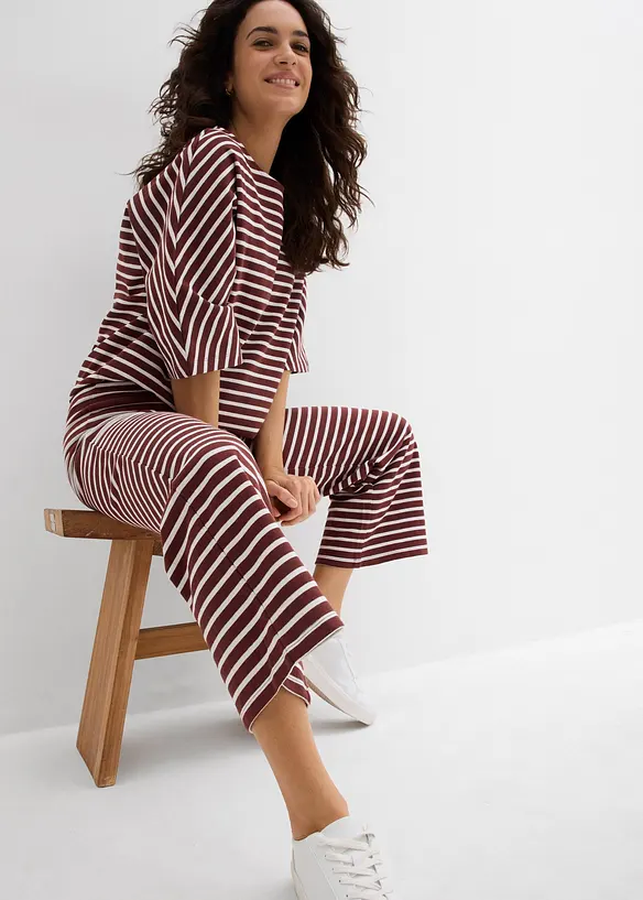 Jerseybyxa av bomullsmaterial med struktur, bonprix