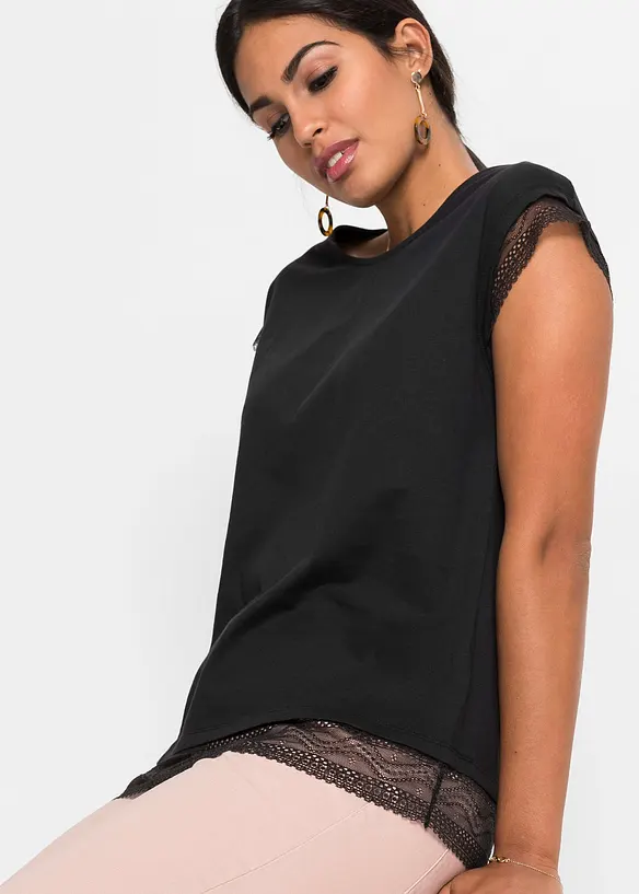 Topp av bomull i fyrkantig modell, bonprix