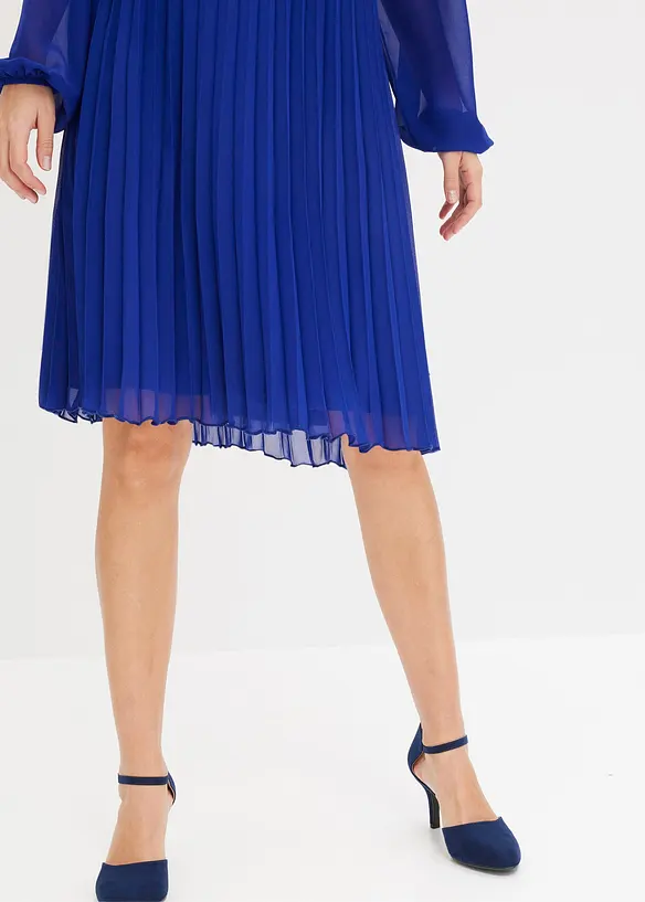 Minikl&auml;nning av tunn chiffong med pliss&eacute;ringar, bonprix