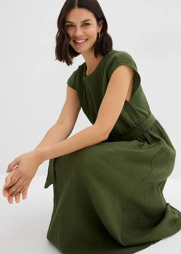 Kl&auml;nning i midil&auml;ngd, av ren bomull, bonprix