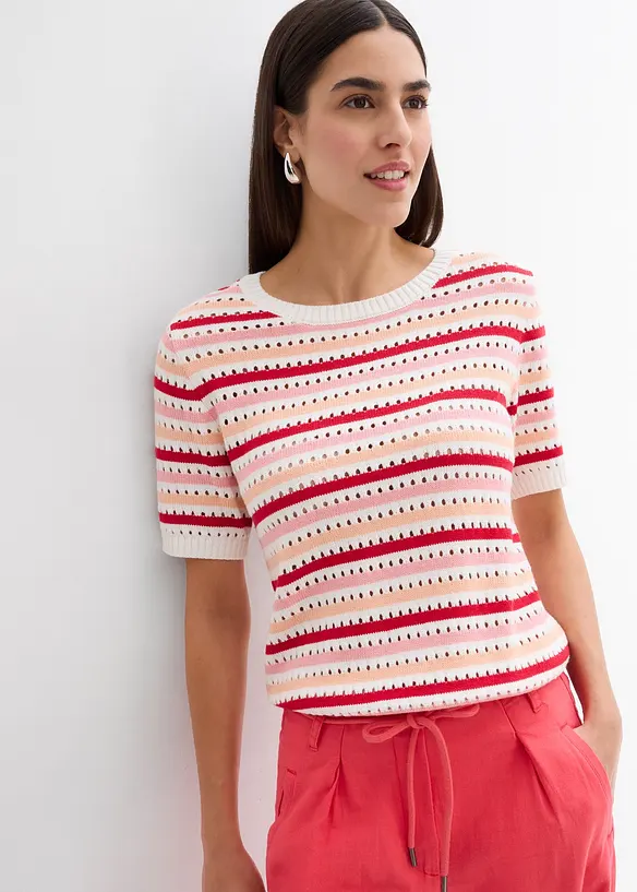 Stickad topp med randm&ouml;nster, bonprix