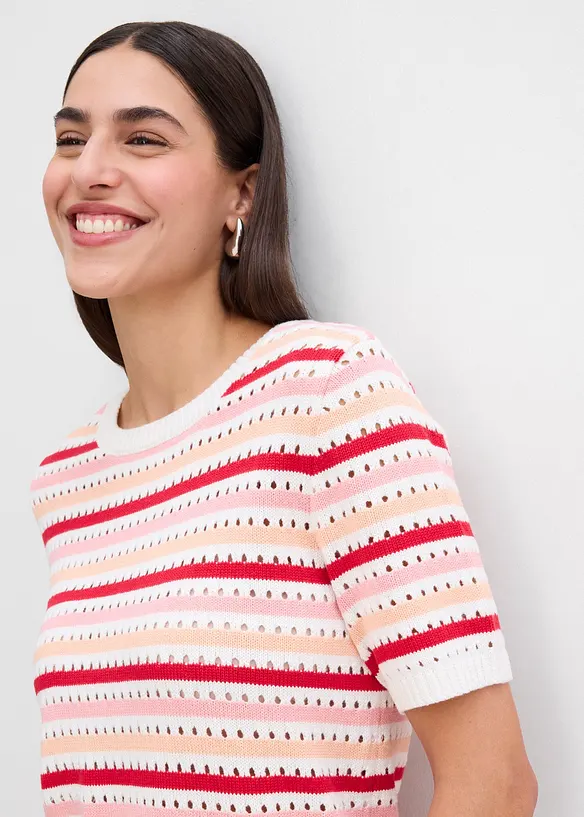 Stickad topp med randm&ouml;nster, bonprix