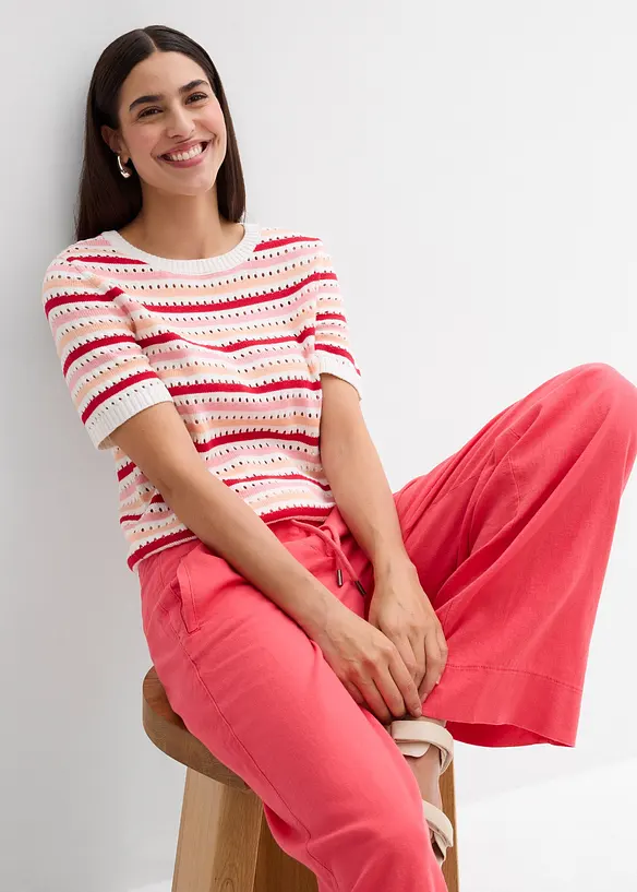 Stickad topp med randm&ouml;nster, bonprix