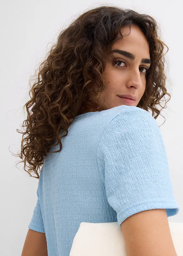 Topp av strukturmaterial och med knappsl&aring;, bonprix