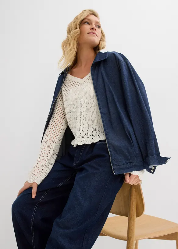 Tunn h&aring;lm&ouml;nstrad tr&ouml;ja, bonprix