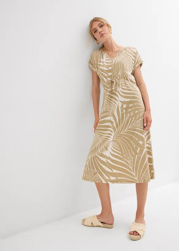 Jerseykl&auml;nning i b&ouml;ljande materialmix, bonprix