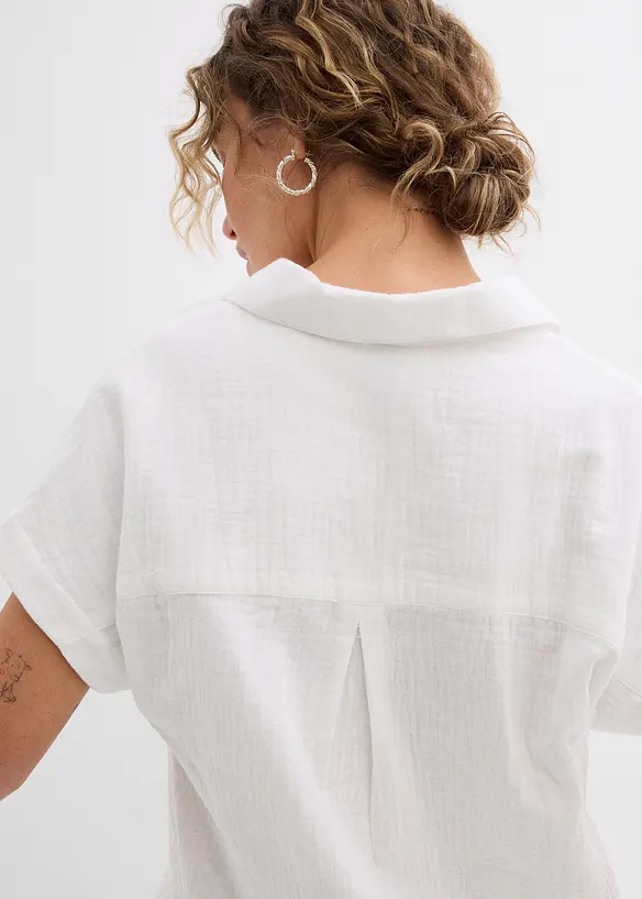 Kort&auml;rmad blus i luftig muslin, bonprix