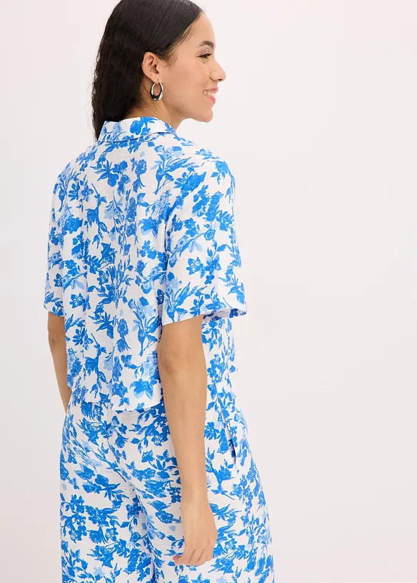 Kort&auml;rmad blus i mjuk viskosmix, bonprix