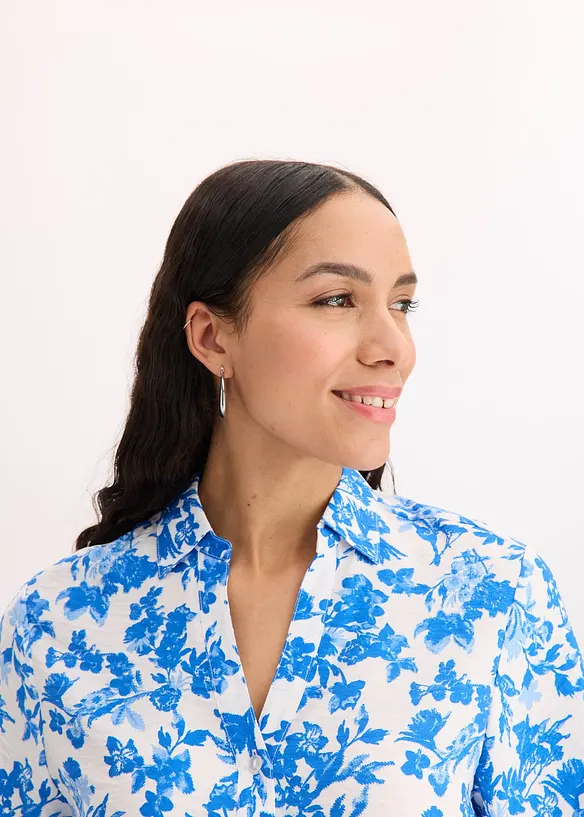 Kort&auml;rmad blus i mjuk viskosmix, bonprix