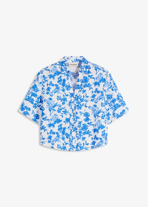 Kort&auml;rmad blus i mjuk viskosmix, bonprix