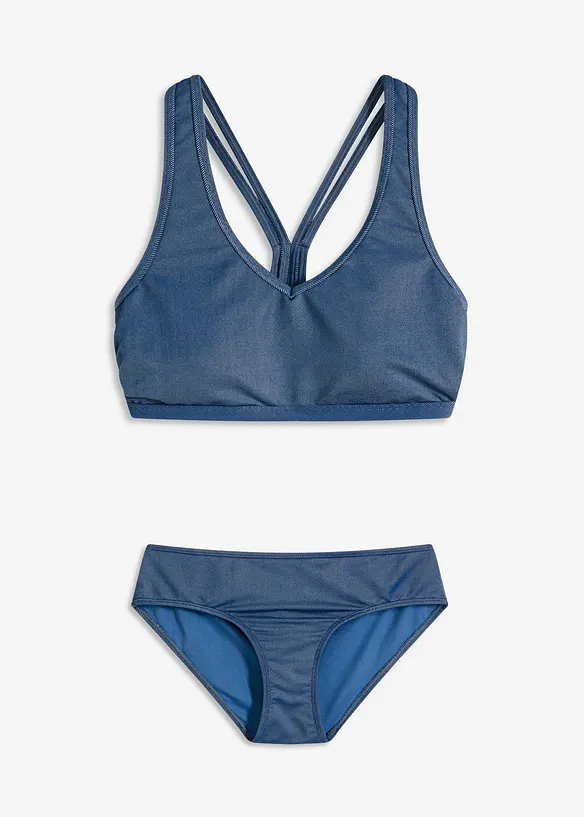 Bikini med BH-topp (2 delar) och jeanslook, bonprix